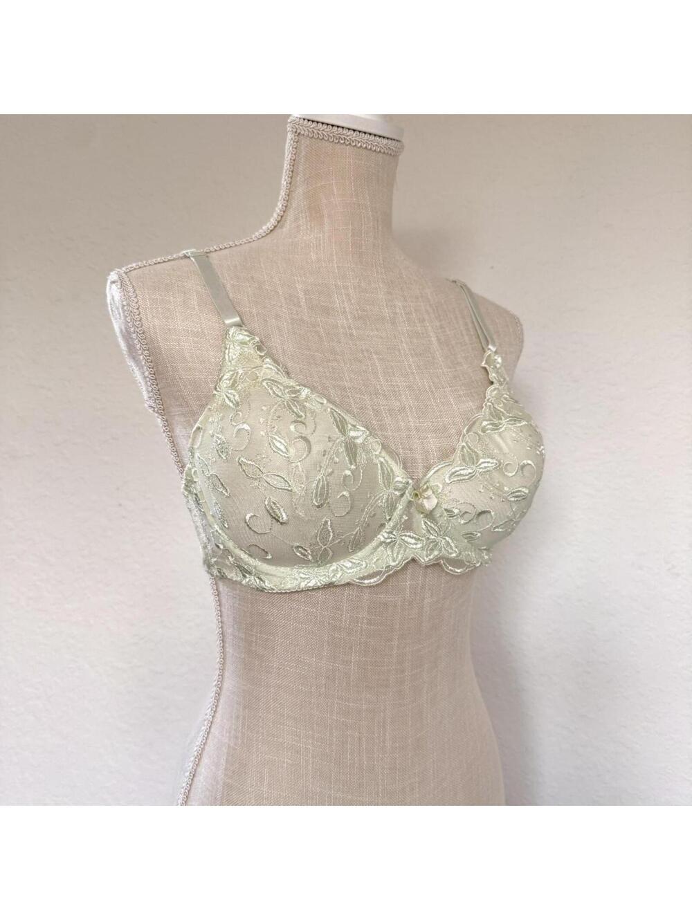 Light Green Lace Balconette Bra – 36C